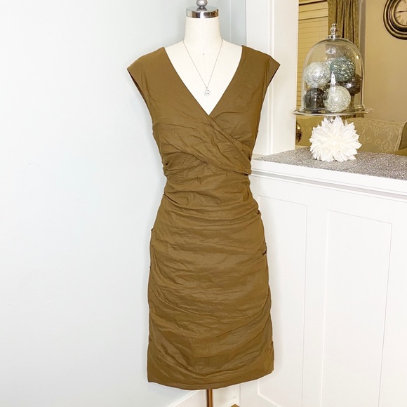 Eileen Fisher Dresses & Skirts - Eileen Fisher Cotton Steel Shirred Ruched Dress
